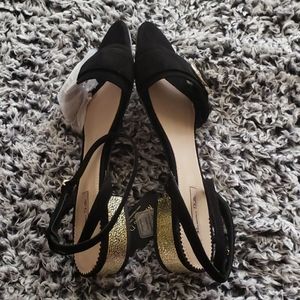 Massimo Duti black & gold sandals